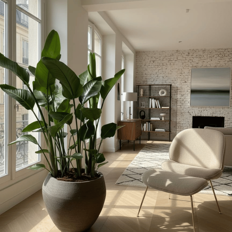 Atelier Vierkant pot OF met Strelitzia 